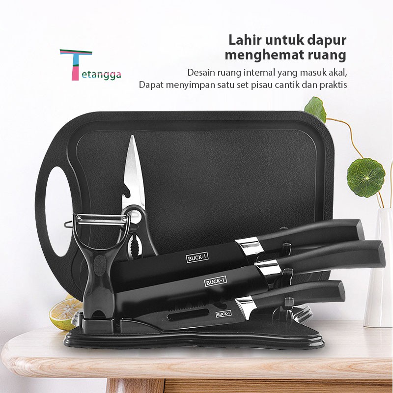 Set Pisau Dapur isi 7 pcs Hitam  PISAU BUAH KERAMIK/PISAU MASAK MAIFAN SET 7IN1 Tetangga VS-1821