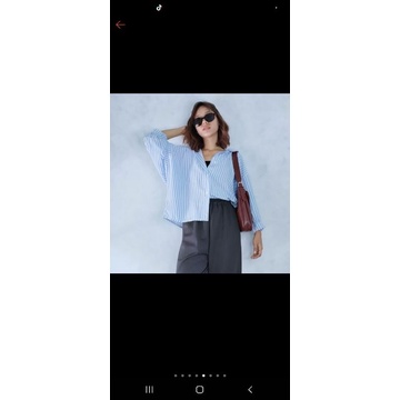 kemeja jumbo garis-Rijek garis sky