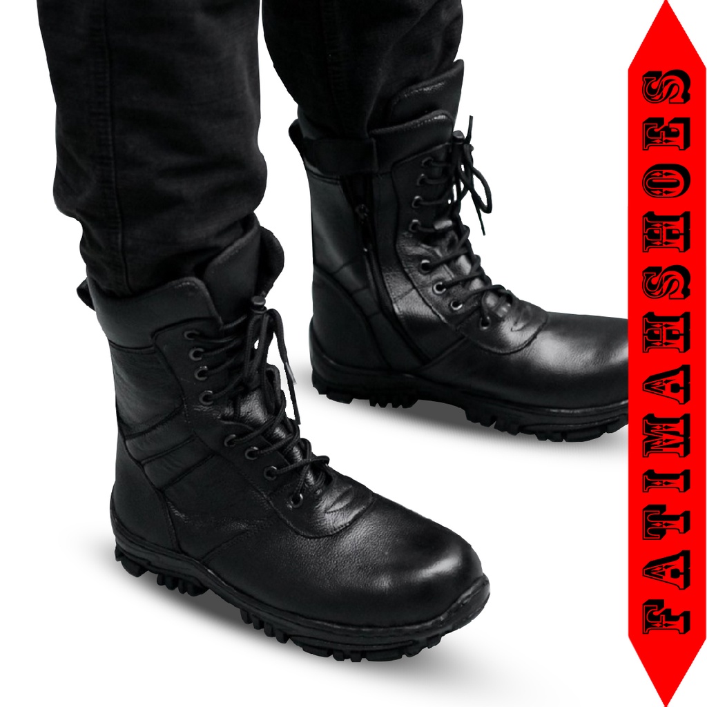 Sepatu Pdl Kulit Pria Sepatu Boots Pria Safety Ujung Besi Sepatu Tni Sepatu Polisi Sepatu Tentara