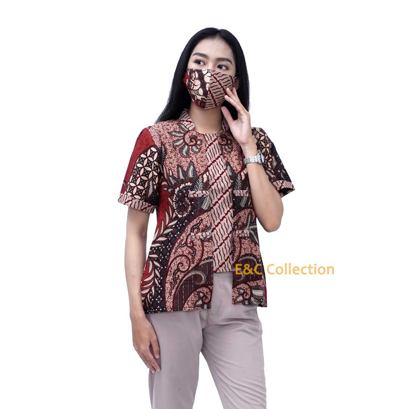 Blouse Batik Wanita Gloria Trendy  -  Atasan Batik Wanita - Hem Pria - Couple -S-M-L-XL-XXL-3L-4L-5L-1