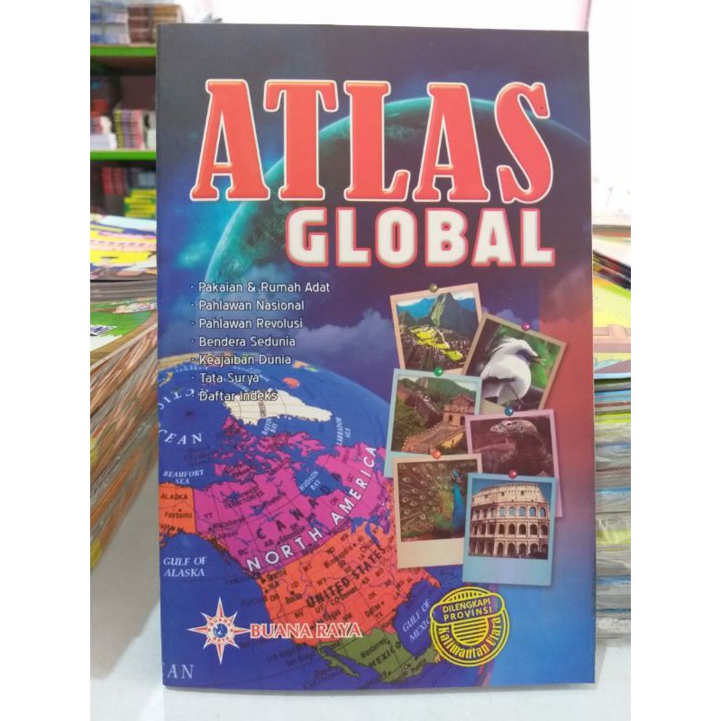 BUKU ATLAS GLOBAL INDONESIA DAN DUNIA TERLENGKAP KERTAS HVS FULL COLOR