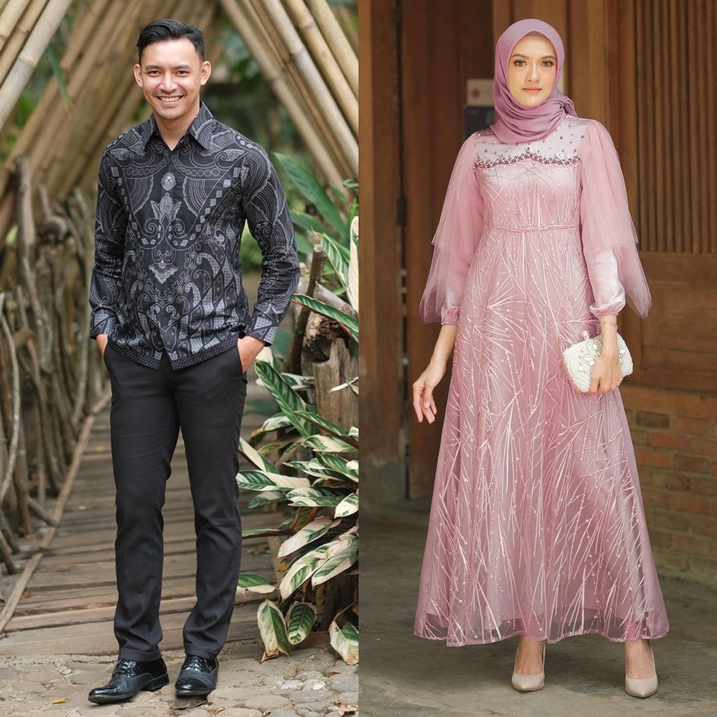 [NEW ARRIVAL] BATIK COUPLE GAMIS BRUKAT LUNA DRESS - BAJU BATIK COUPLE KONDANGAN KEKINIAN - OUTFIT PESTA SERAGAM TUNANGAN BRIDESMAID - BATIK COUPLE KONDANGAN MODERN - GAMIS BROKAT TULLE PREMIUM