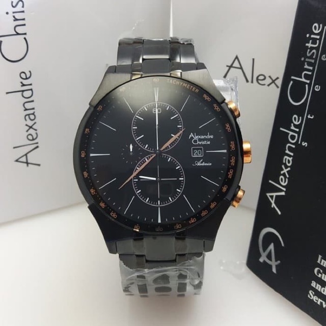 Jam Tangan Pria/Cowok Alexandre Christie AC 6467 Black Rosegold.Original Garansi Resmi 1 Tahun