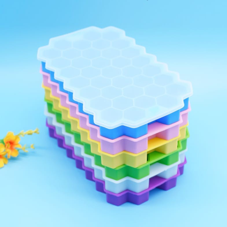 CETAKAN ES BATU PENCETAK SILIKON AGER KARET MURAH HONEYCOMB ICE CUBE LA066RD TRAY SILICONE TUTUP ORI