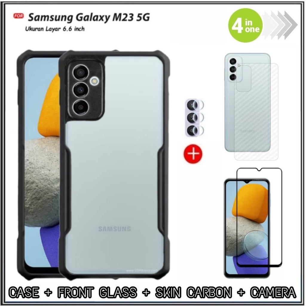 Riyanali_Shop PAKET 4IN1 Case Samsung M53 5G / M33 5G / M23 5G Soft Hard Fusion Shockprooft