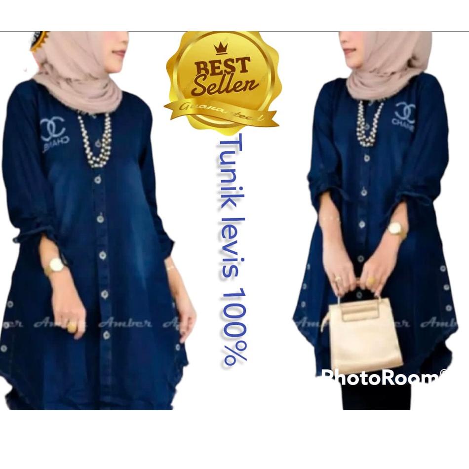 Lagi Tren.. Tunik jeans terbaru/tunik levis terlaris/tunik kekinian//atasan wanita //atasan levis//a