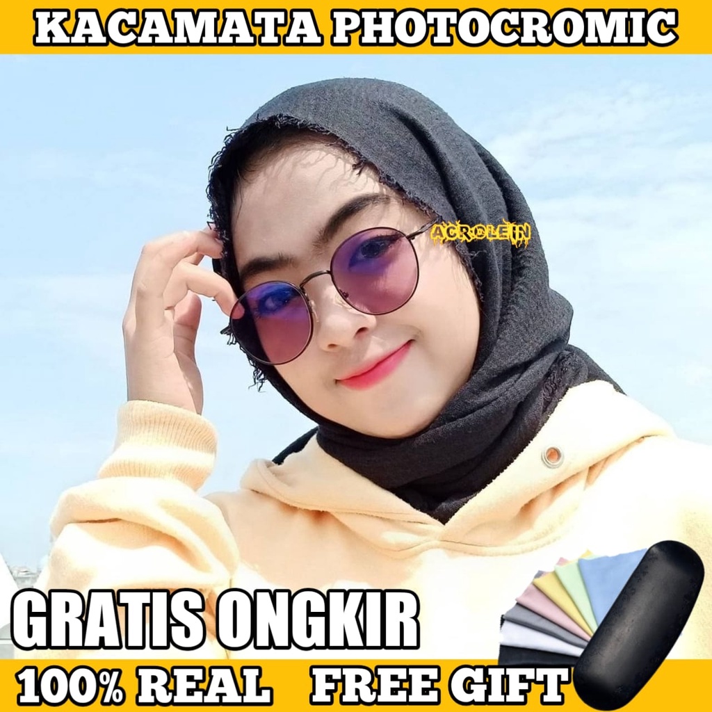 Kacamata Photocromic Anti Radiasi Unisex Vintage Kacamata Berubah Warna Frame Optik