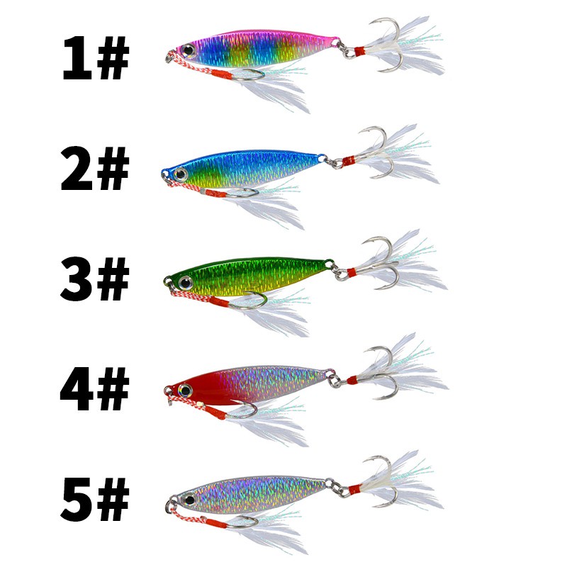 5Pcs Boxed Fishing Lures 7g/10g/15g/20g Laser Jigging Lead 3D Eyes Metal Slow Jig Freshwater Saltwater Trolling Fishing Bait