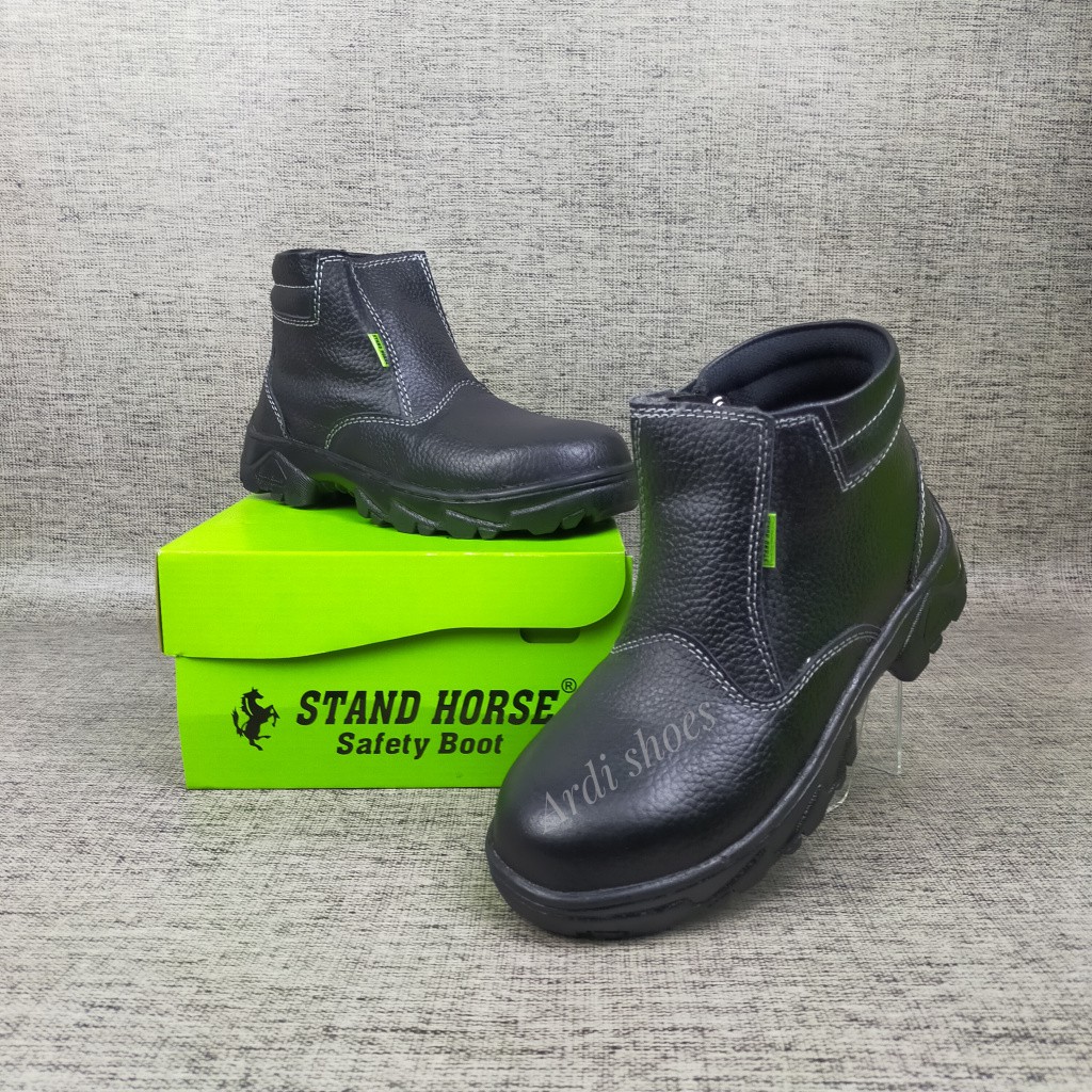 Sepatu Safety Pria Boot Sepatu Septi Kulit Asli Sepatu Cowok Sepatu proyek dan Lapangan stand horse