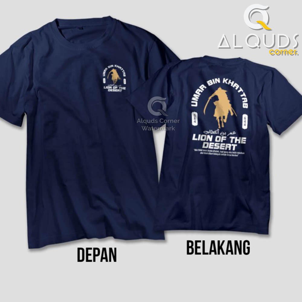 Kaos Dakwah Islami Khalifah UMAR BIN KHATTAB Lion of Dessert / Baju Distro Santri Muslim / 3489-1