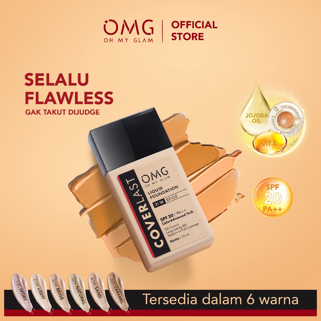 OMG Oh My Glam Coverlast Liquid Foundation 13 C Ivory - Alas Bedak