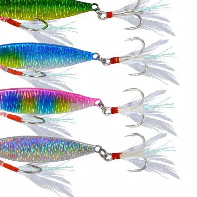 ♔ umpan casting umpan pancing metal jig berat 10g fishing lure berbulu umpan jiging lau ♬