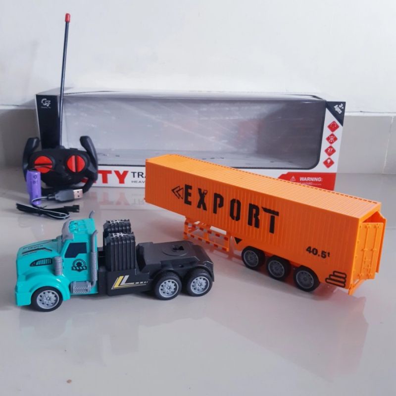 rc truk kontainer edukasi mobil truck remote control truk trailer radio kontrol mainan anak edikatif