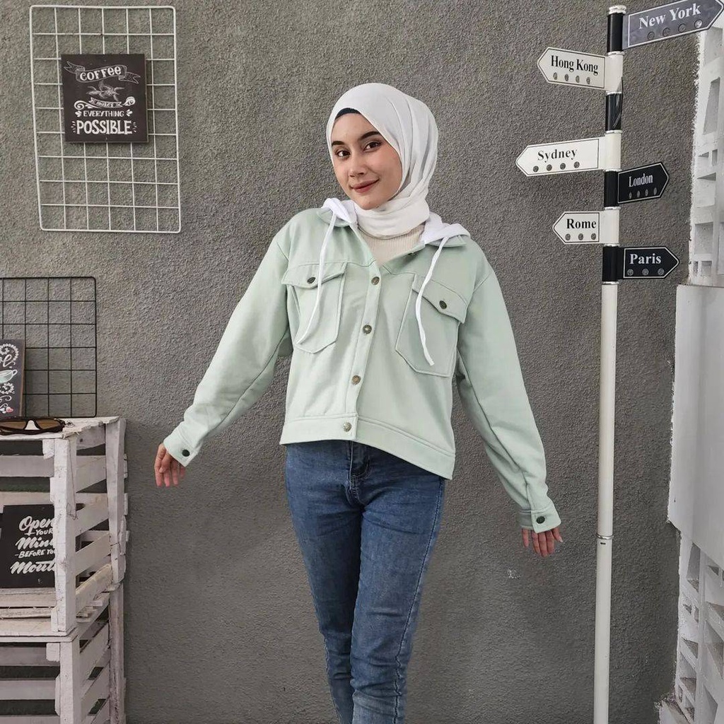 Sweater Outer LIVIE HOODIE JACKET Wanita Oversize Gaya Casual Model Simple Korean Style Jacket