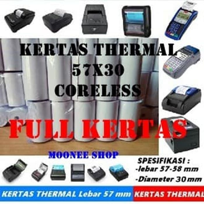 

Grosir Kertas Thermal 57x30 / Struk 57x30 mm Printer Bluetooth Polos SPOT EDC Keren
