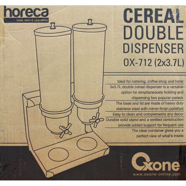 Oxone OX-712 Horeca Cereal Double Dispenser 2x3.7L - Kaca