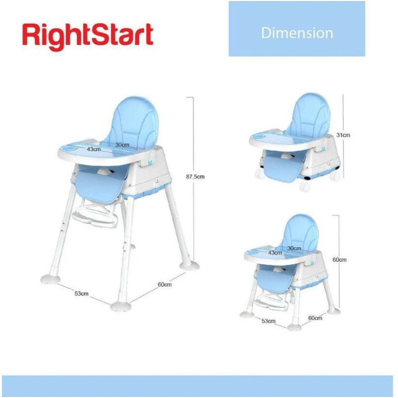 Right Start Roadster Lets Go Candy Highchair 4-in-1 Kursi Makan High Chair Roda Deluxe Baby Bayi Trike