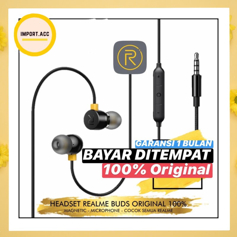 Headset Realme MA10 BudsHitam Original / In-ear Earphone realme [IMPORT]