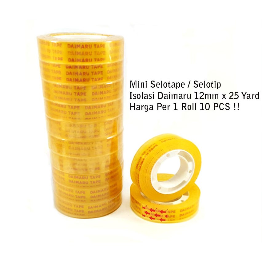 Lakban Mini Selotip / Isolasi Daimaru 12mm x 25Yard Murah 10 PCS !