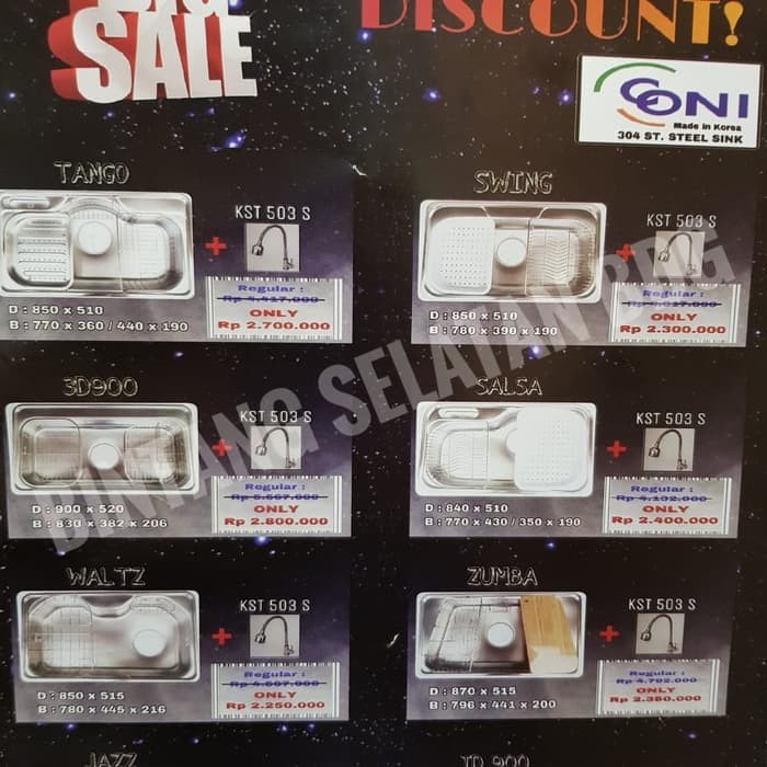 SALE Kitchen Sink Coni Salsa + Kran Dan Afur Big Sale Made in Korea