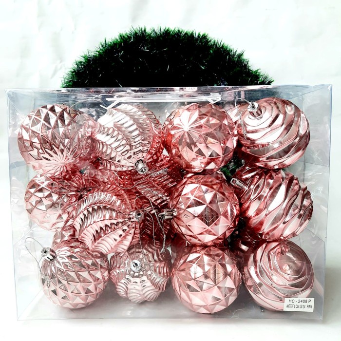 Bola Natal Besar isi 24 Hiasan Pohon Natal Christmas Gift Rosegold Hiasan Natal Harga Grosir Termurah