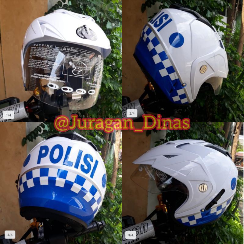 HELM POLISI LALU LINTAS LANTAS POLANTAS PATWAL DOBEL VISOR / Helm Polisi