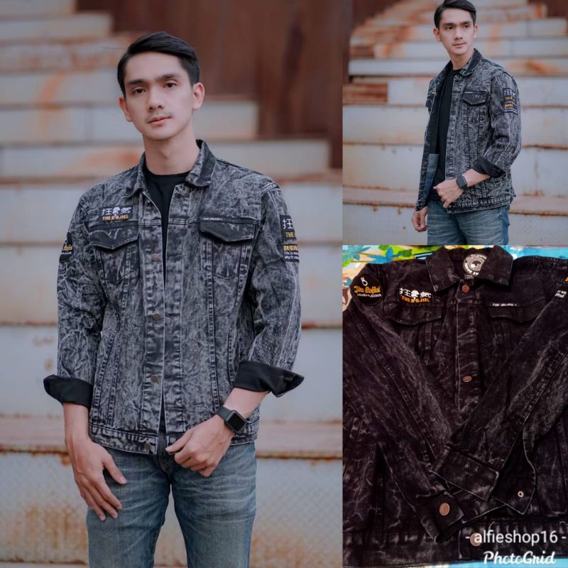 (BISA COD)  JAKET JEANS SANDWASH THE BOJIEL - JAKET SANDWASH PRINTING - JAKET JEANS PRIA-7