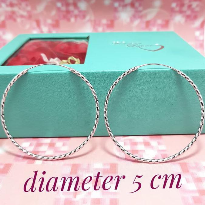 Open Ds Anting Gipsy / Anting Bulat Perak 925 Lapis Emas Putih / At81