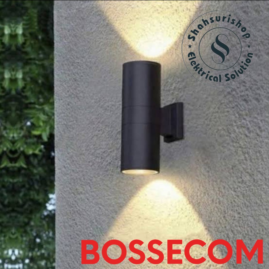 BOSSECOM LAMPU DINDING WALL LAMP MINIMALIS 2 ARAH E27 IP65 PILAR TAMAN BE-006