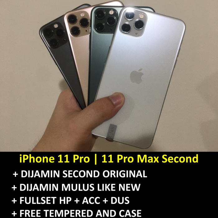 [ Hp / Handphone ] Second Iphone 11 Pro Max 512Gb-256Gb-64Gb Green Gold Gray Grey Silver Bekas /