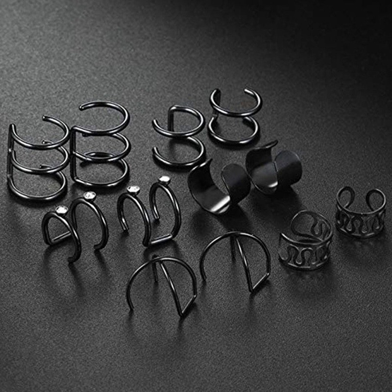 Set 12 Pcs Klip Telinga Non Piercing Model Cuff Bahan Stainless Steel