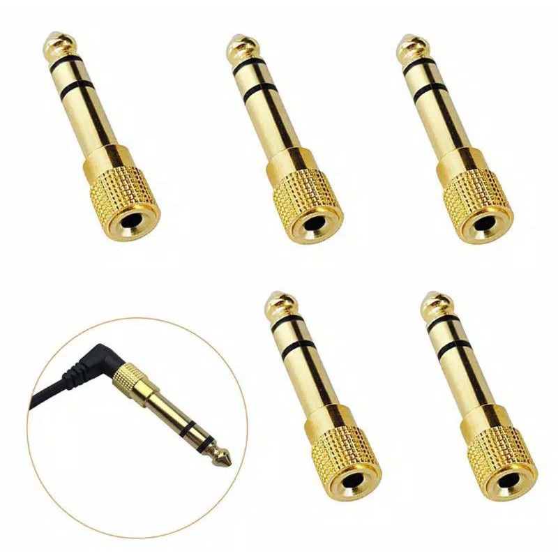 Audio Converter Gold Plated Jack 3.5mm to 6.5mm / 6.35mm Konektor Adapter Mic ke HP 6.5 to 3.5 mm