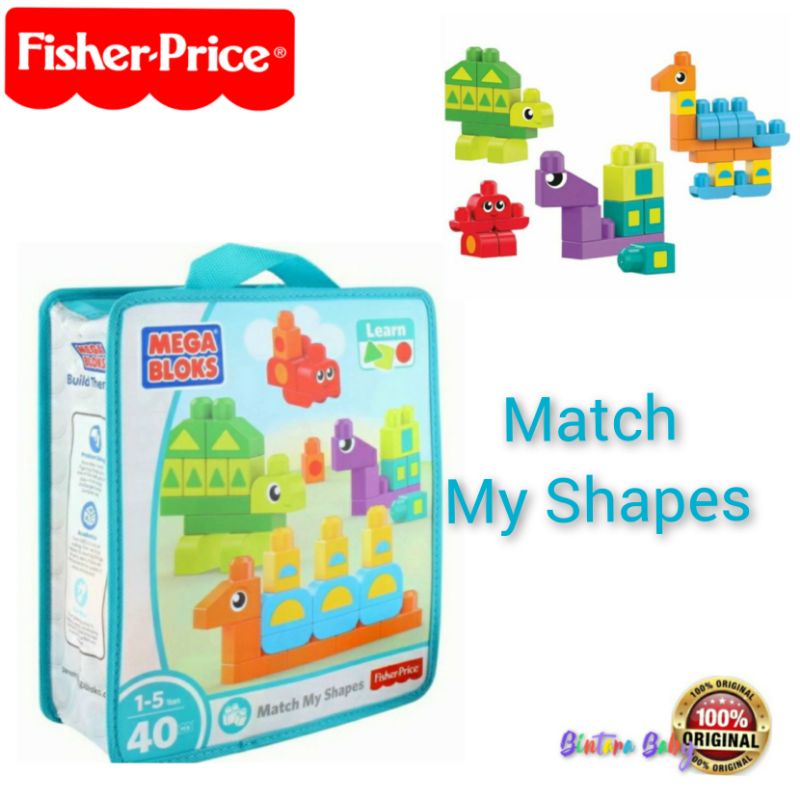 Fisher Price Mega bloks learning shape / Megabloks  Match My Shapes 40 pcs / Mainan Edukasi Anak