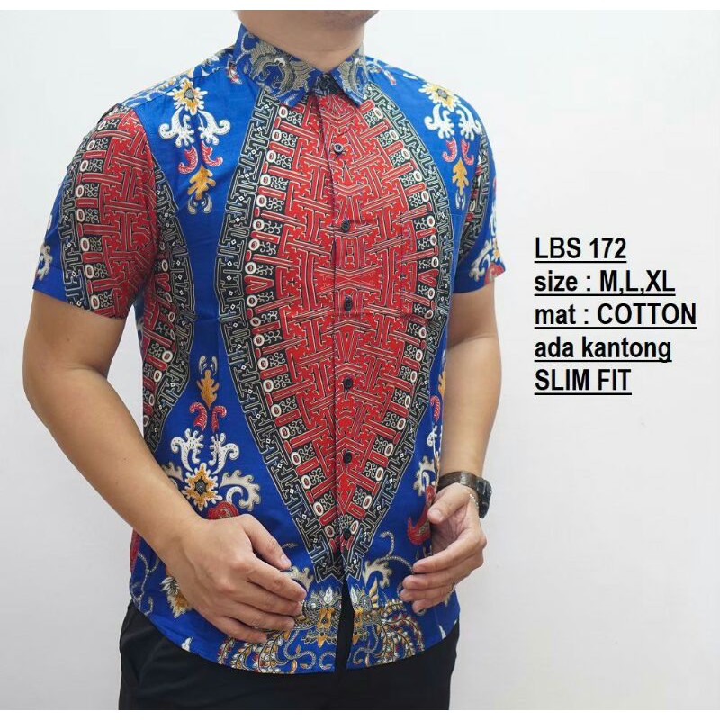 Jual KEMEJA PRIA / BATIK SLIM FIT MODERN LBS 172 | Shopee Indonesia