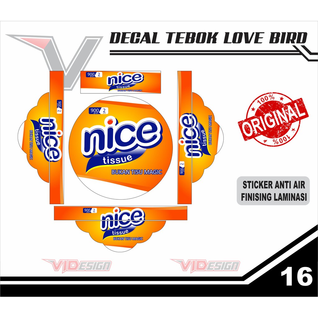 Decal tebok lovebird / Stiker kandang boom motif keren