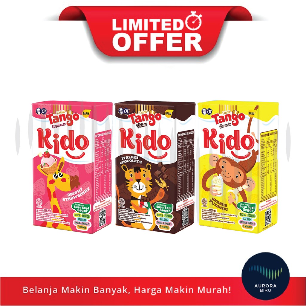 

[LIMITED OFFER] TANGO KIDO Drink Susu UHT Sapi Segar 115 ml