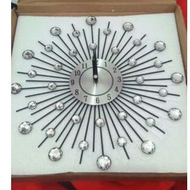 Grab Medan sell Jam Dinding 3D Quartz Creative Design Model Luxury Diamond - T6807 - Silver