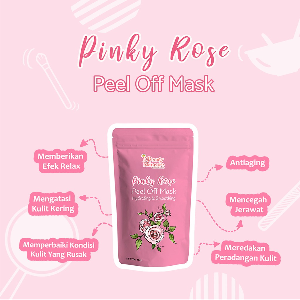 [Free Spatula] Peel  Off Mask Pinky Rose (Jelly Mask Powder) 30gram || Dibeauty Skincare