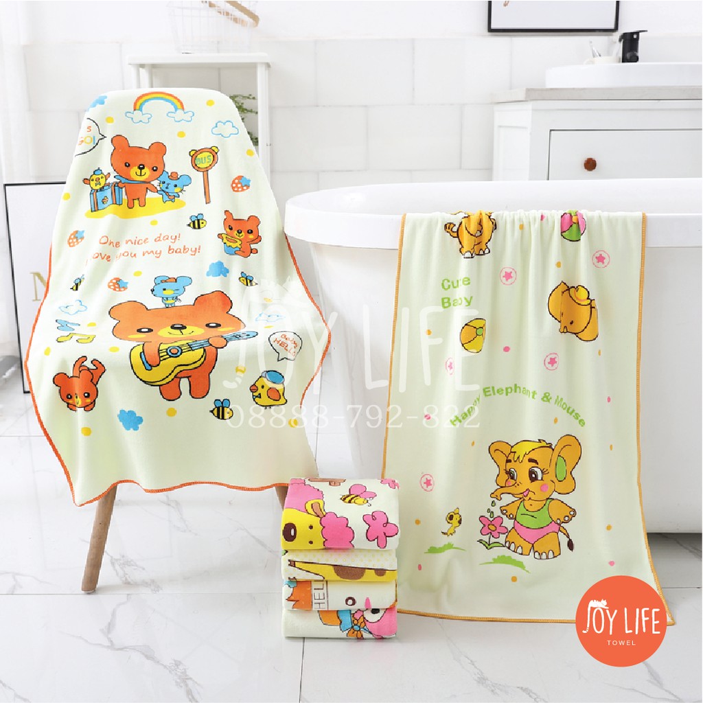 Handuk mandi microfiber 50cmx100cm / handuk anak / handuk baby motif yellow color tebal dan lembut