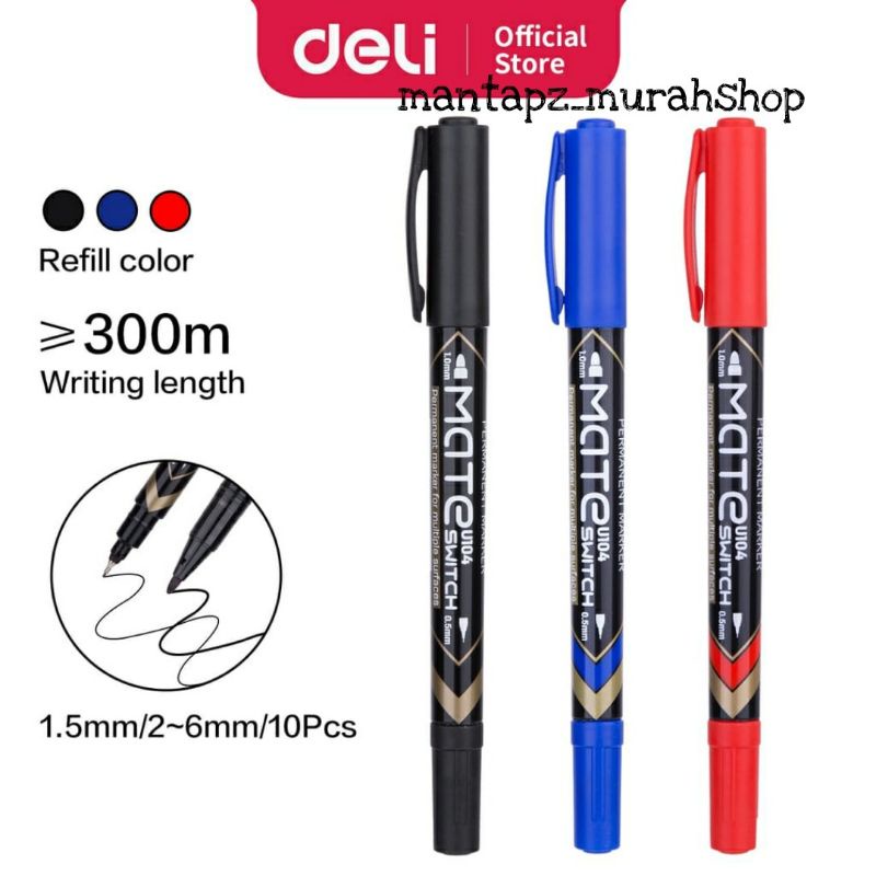 

DELI Spidol Permanent EU-104 2 Tip/2 Mata 0,5mm & 1mm (/PCS)