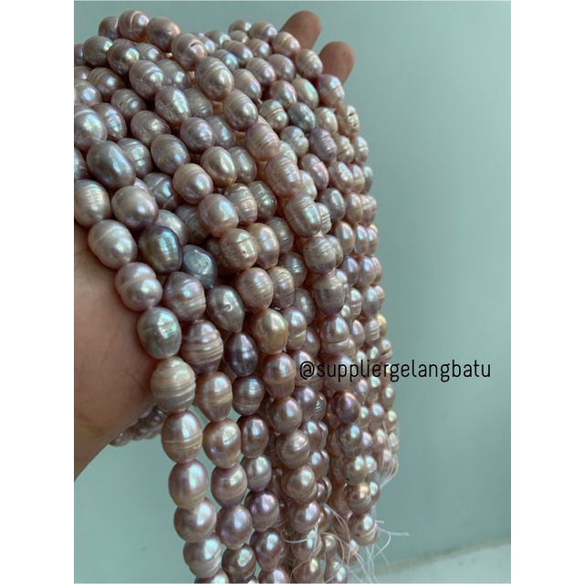 Bahan Mutiara Air Tawar Barok / Baroque LAVENDER 10 x 16mm OVAL pearl