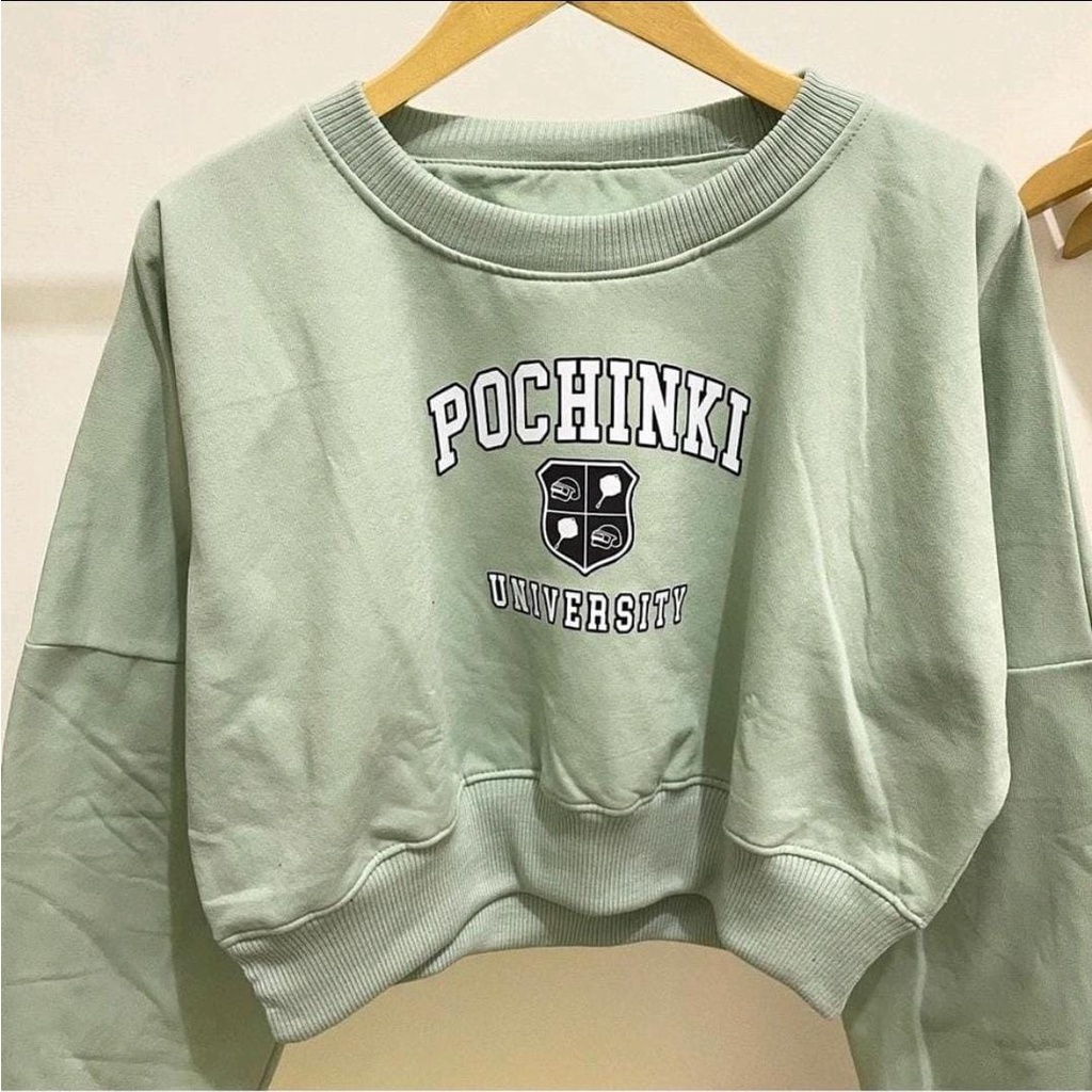 CROP OVERSIZE SWEATER POCHINKI CREWNECK WANITA OVERSIZE CROP WANITA KEKINIAN / SWEATER WANITA CROP TEBAL