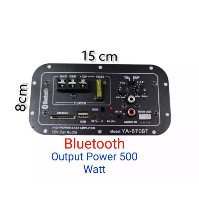 Power Kit Aktif Audio Mobil YA-870BT Bluetooth, Usb,SD/MMC High Power Bass Amplifier