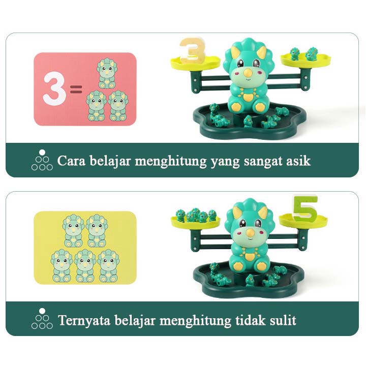 Dino Balance Mainan Anak Edukasi Menghitung + musik bentuk dino lucu monkey balance math