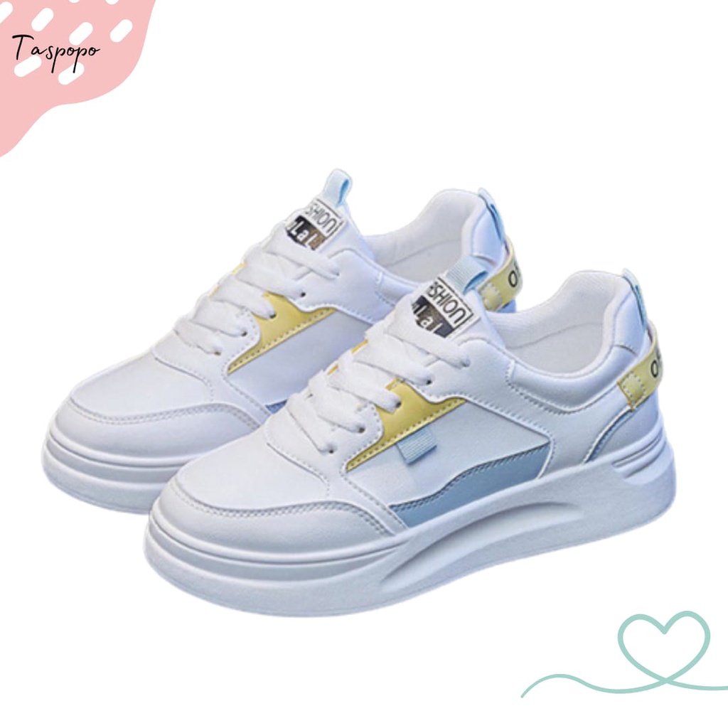 [Import] Taspopo 1015 Sepatu Sneaker Kasual Wanita Bertali Korea Original Luar Negeri Murah Premium