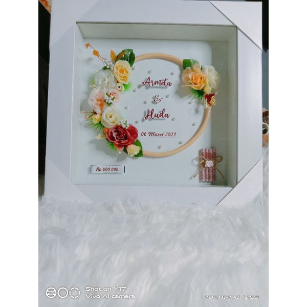 Mahar lingkar rotan 38x38cm, mahar lingkar bunga rotan