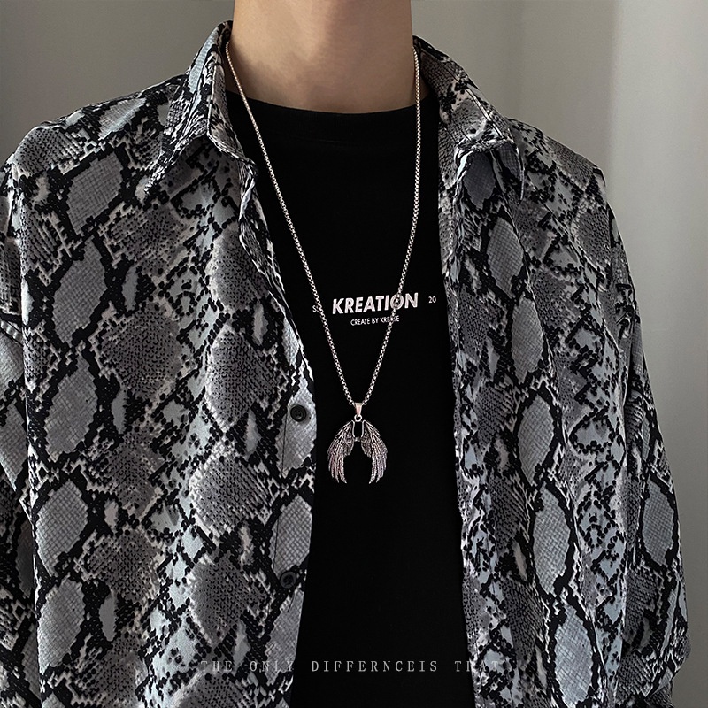 Aksesoris fashion rantai merk mendominasi pakaian tertekan pria sayap elang vintage kalung panjang l