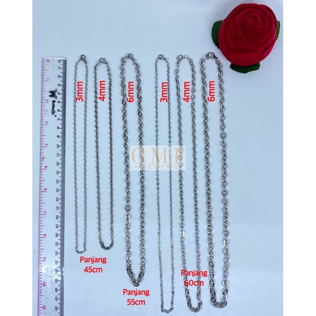 Kalung Rantai Titanium Warna Perak Kalung Stainless Steel Pengganti Emas