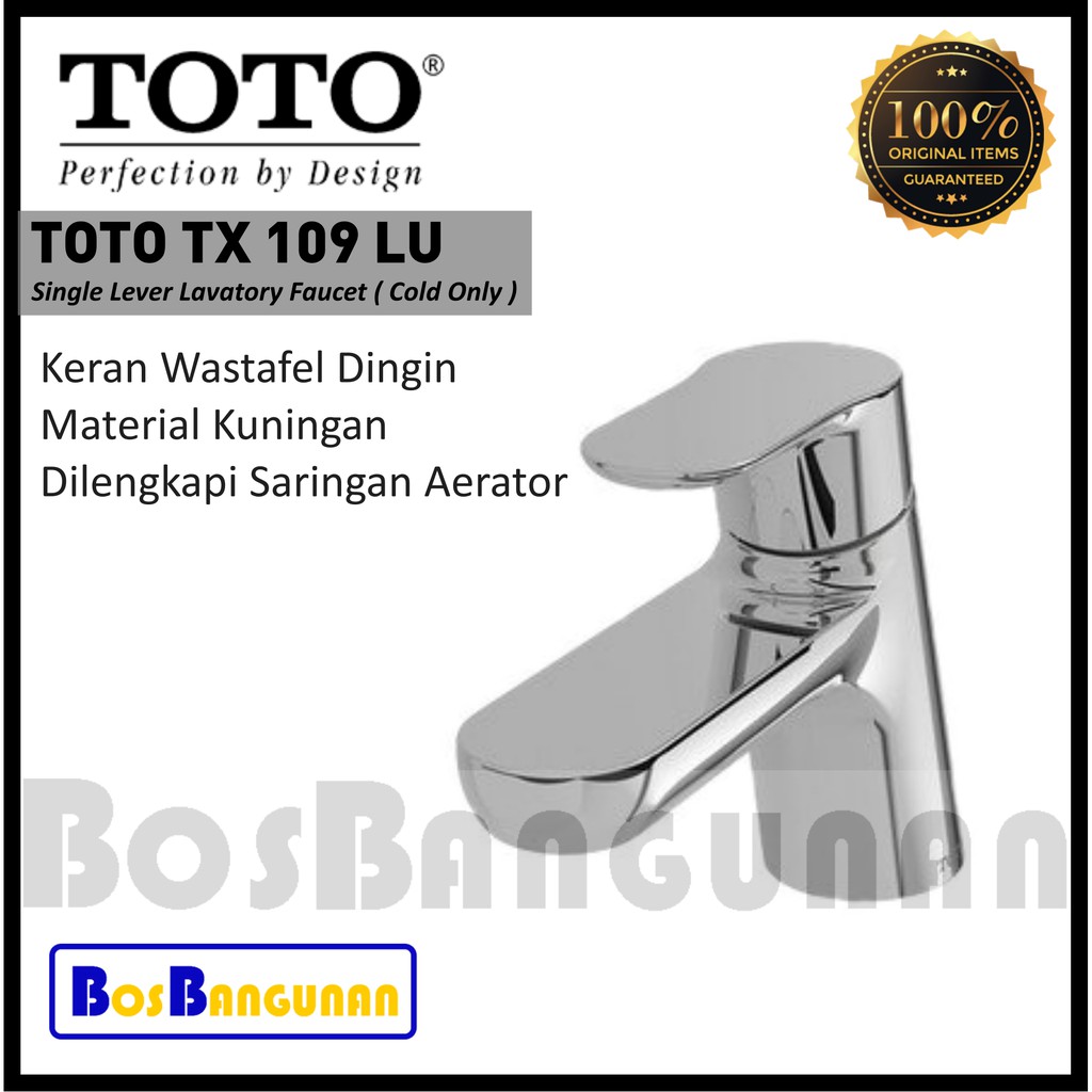 Keran Wastafel TOTO TX109LU Cold Only / Kran Wastafel TOTO TX 109 LU / Kran TOTO ORIGINAL / TOTO TX1