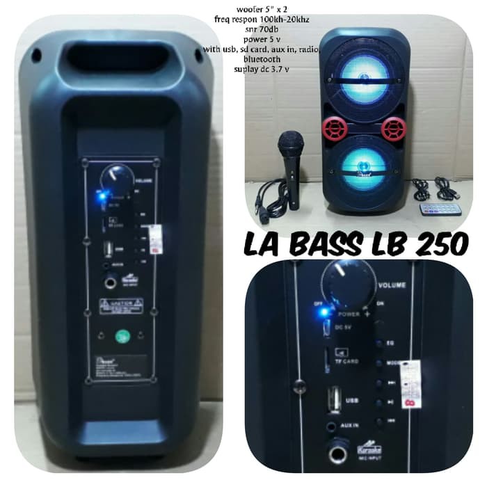 speaker portable la bass lb 250 aktif  bluetooth speker aktiv 5 inch portabel lb250